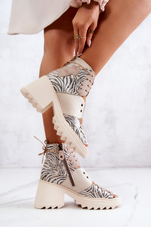 Piel Botas con cremalleras Tiene queciejka 05321-04 beige Piel Botas con cremalleras Tiene queciejka 05321-04 beige