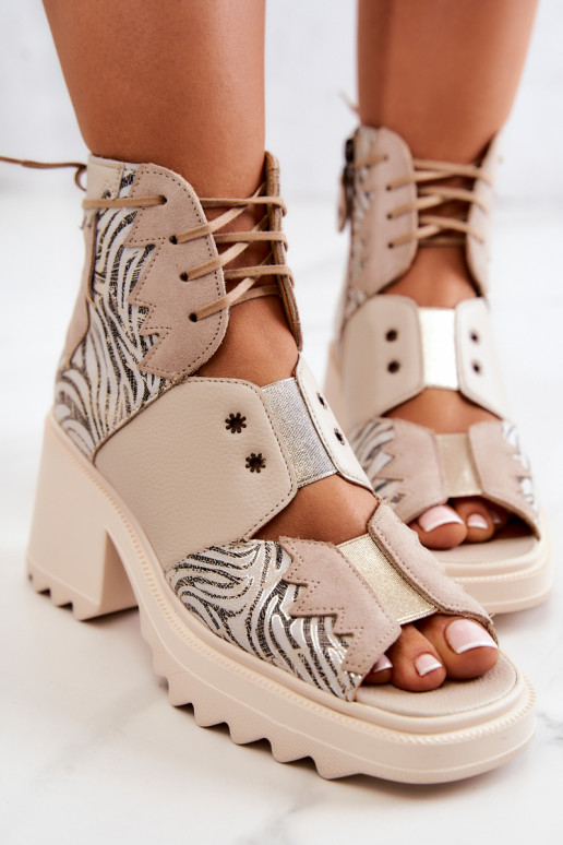 Piel Botas con cremalleras Tiene queciejka 05321-04 beige Piel Botas con cremalleras Tiene queciejka 05321-04 beige