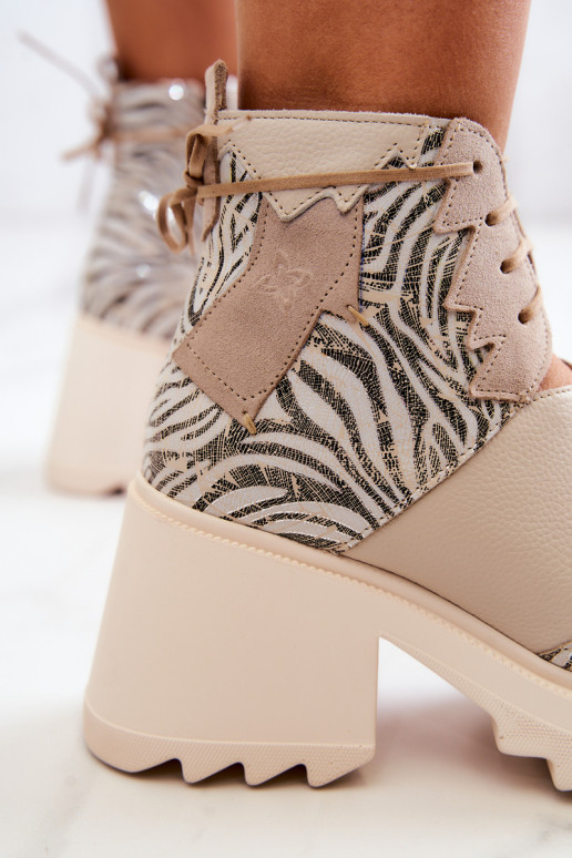 Piel Botas con cremalleras Tiene queciejka 05321-04 beige Piel Botas con cremalleras Tiene queciejka 05321-04 beige