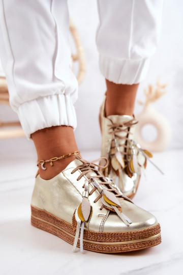 Piel zapatos Tiene queciejka 04550-25 color dorado