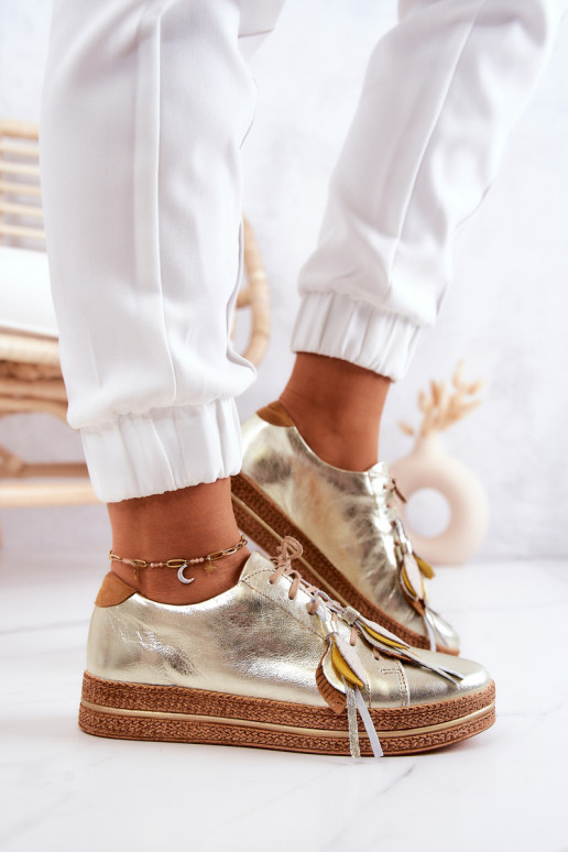 Piel zapatos Tiene queciejka 04550-25 color dorado