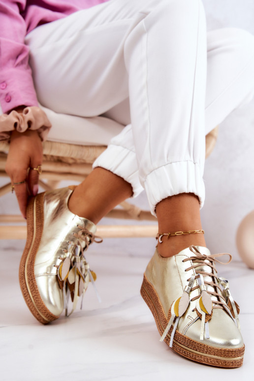 Piel zapatos Tiene queciejka 04550-25 color dorado