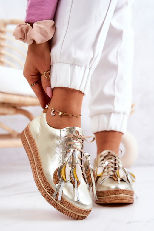 Piel zapatos Tiene queciejka 04550-25 color dorado