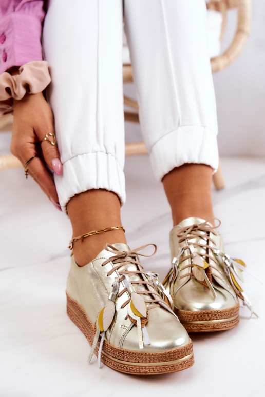 Piel zapatos Tiene queciejka 04550-25 color dorado