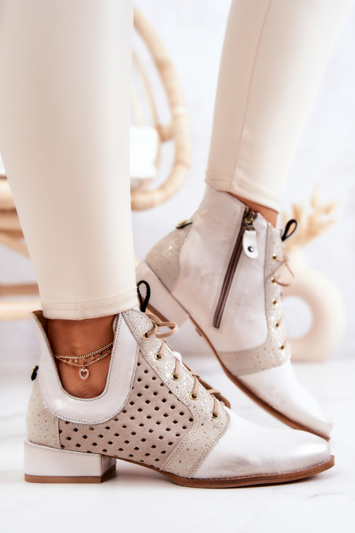 Piel Botas Calzado Tiene queciejka 05541-25 color marfil