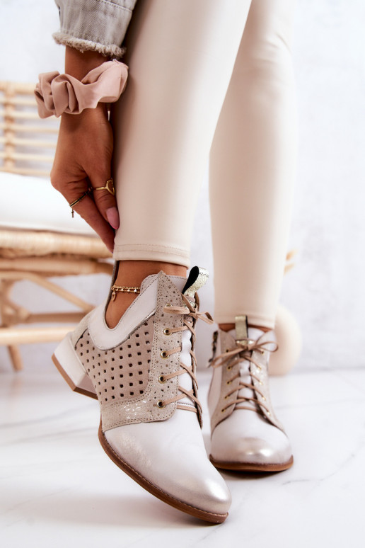 Piel Botas Calzado Tiene queciejka 05541-25 color marfil