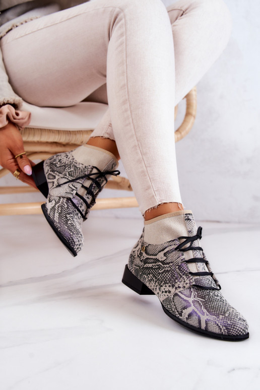 Botas de mujer de gamuza Calzado con imitación de piel de serpiente Tiene queciejka 04744-03 beige Botas de mujer de gamuza Calzado con imitación de piel de serpiente Tiene queciejka 04744-03 beige