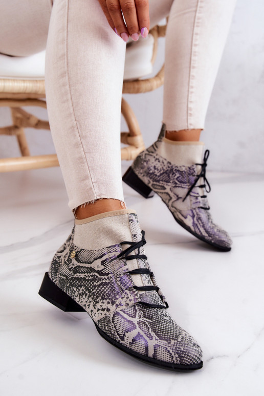 Botas de mujer de gamuza Calzado con imitación de piel de serpiente Tiene queciejka 04744-03 beige Botas de mujer de gamuza Calzado con imitación de piel de serpiente Tiene queciejka 04744-03 beige