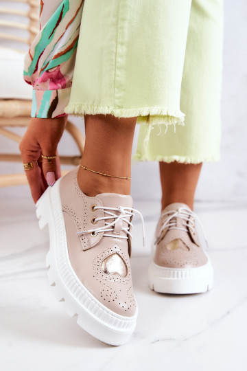 Piel zapatos con corazones beige Curtis