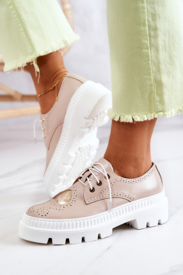 Piel zapatos con corazones beige Curtis 2