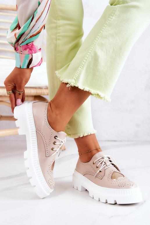 Piel zapatos con corazones beige Curtis