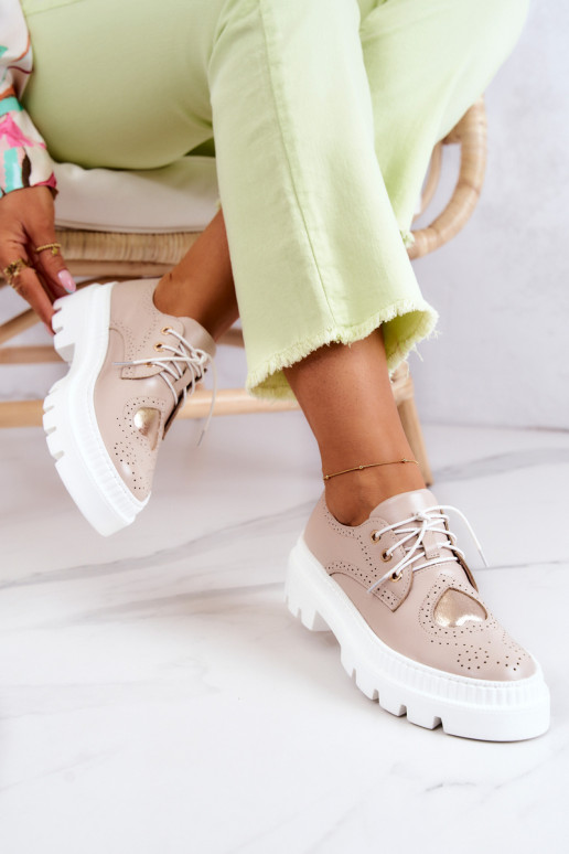 Piel zapatos con corazones beige Curtis