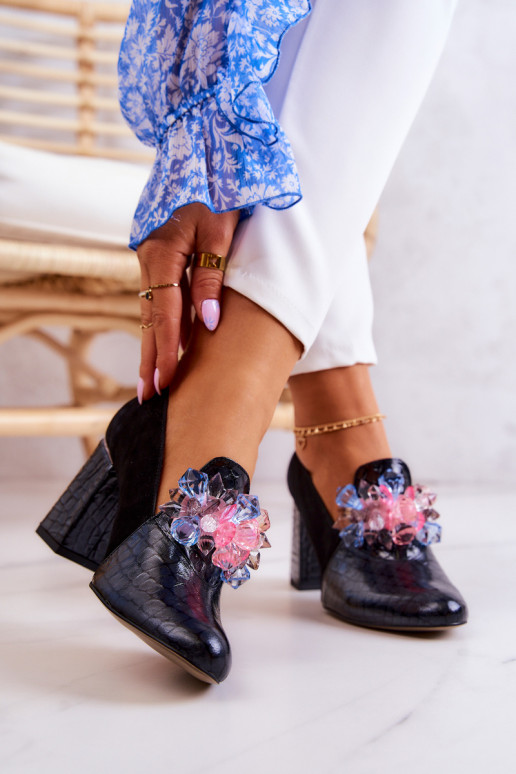 de gamuza con imitación de piel de serpiente Zapatos con tacones de color negro Sofie