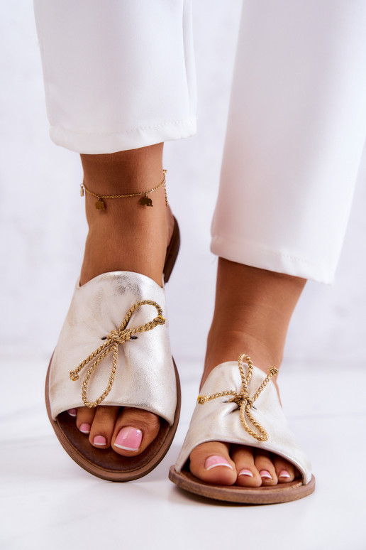 Zazoo 2659 Zapatillas de cuero Femenino Blanco-color dorado Zazoo 2659 Zapatillas de cuero Femenino Blanco-color dorado