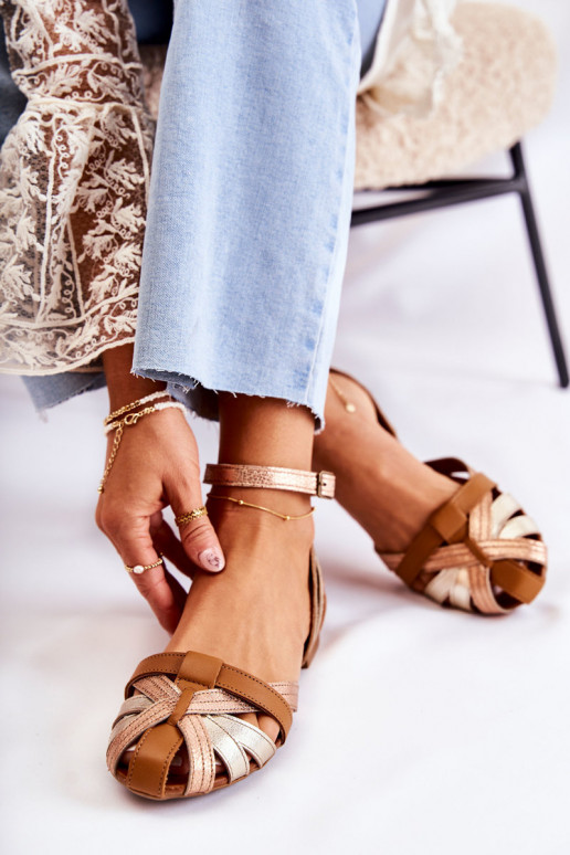 Piel Sandalias de mujer Tiene queciejka 01924-32 oro-color marrón Piel Sandalias de mujer Tiene queciejka 01924-32 oro-color marrón