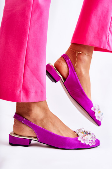 Bailarinas de ante con tacones con adornos Rosa oscuro Elenie