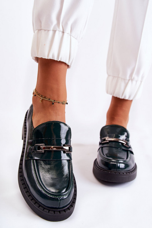 con efecto barniz zapatos Con decoración plateada color verde Lemar Hestill con efecto barniz zapatos Con decoración plateada color verde Lemar Hestill