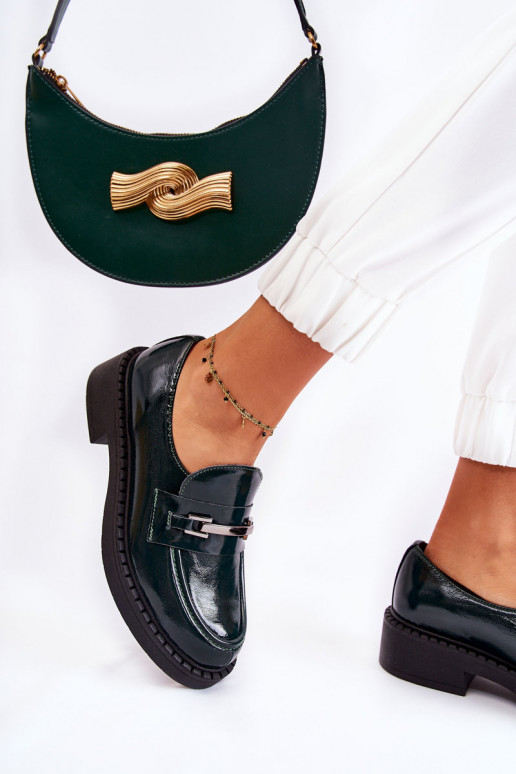 con efecto barniz zapatos Con decoración plateada color verde Lemar Hestill con efecto barniz zapatos Con decoración plateada color verde Lemar Hestill