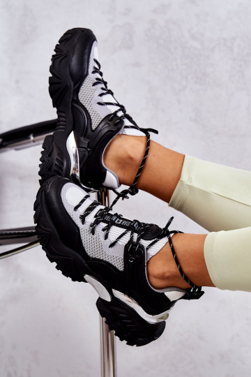 Femenino zapatillas Memory Foam System Big Star KK274053 Negro y-color gris 2