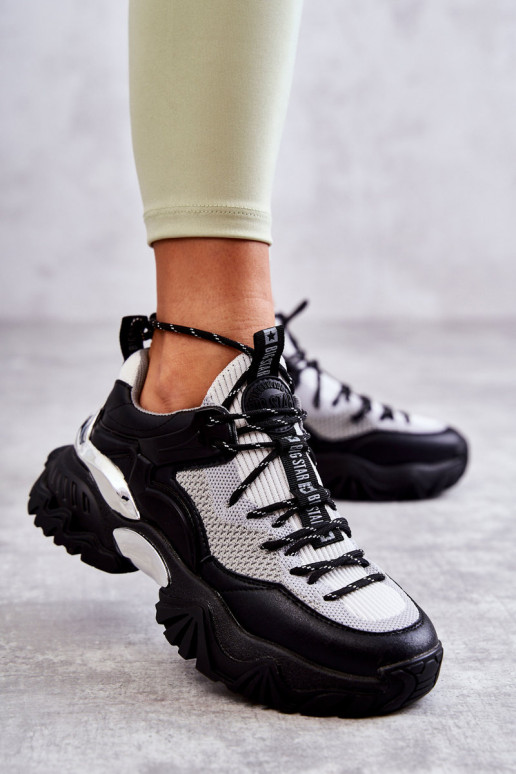 Femenino zapatillas Memory Foam System Big Star KK274053 Negro y-color gris Femenino zapatillas Memory Foam System Big Star KK274053 Negro y-color gris