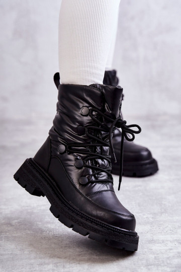 Femenino Botas de nieve con cordones GOE KK2N4017 de color negro 2