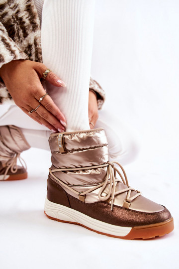 Femenino Botas de nieve Memory Foam Big Star KK274276 oro-color marrón