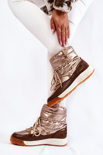 Femenino Botas de nieve Memory Foam Big Star KK274276 oro-color marrón 2