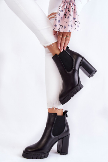 Piel Botas Suavemente con tacones de color negro Eldey 2