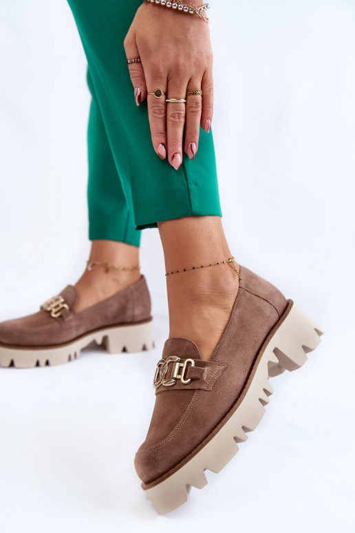 de gamuza zapatos con adornos Laura Messi 2489 color marrón