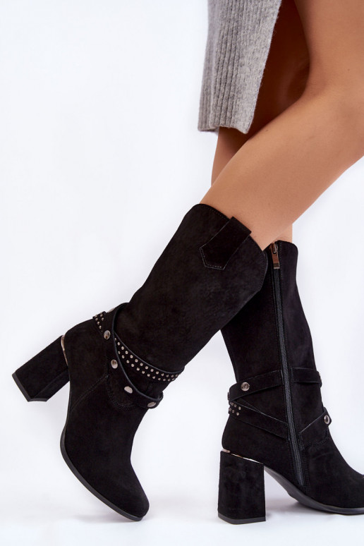 Femenino de gamuza botas con tacones LeAski Shoes 2934/B de color negro Femenino de gamuza botas con tacones LeAski Shoes 2934/B de color negro