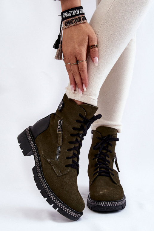 de gamuza calentamiento Botas Laura Messi 2508 color verde