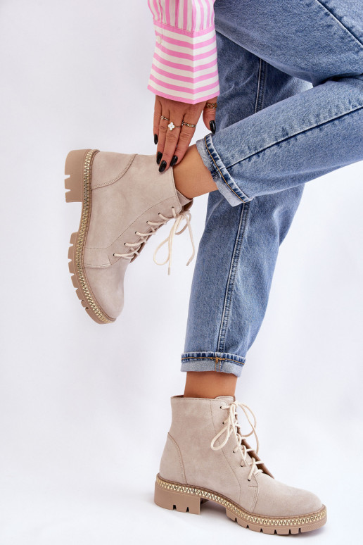 Botas con tacones anchos LeAski Shoes 3285 color marfil Botas con tacones anchos LeAski Shoes 3285 color marfil