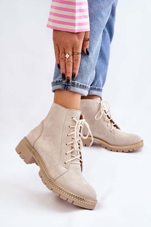 Botas con tacones anchos LeAski Shoes 3285 color marfil Botas con tacones anchos LeAski Shoes 3285 color marfil