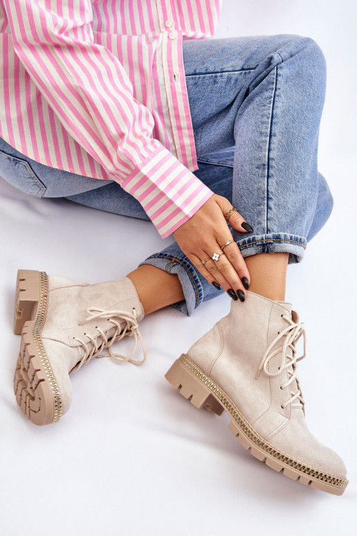 Botas con tacones anchos LeAski Shoes 3285 color marfil Botas con tacones anchos LeAski Shoes 3285 color marfil