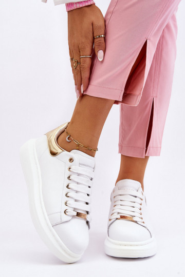 Femenino zapatillas GOE LL2N4011 Blanco-color dorado 2