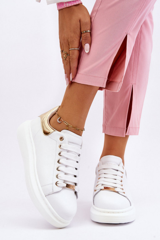 Femenino zapatillas GOE LL2N4011 Blanco-color dorado