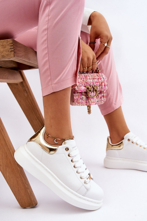 Femenino zapatillas GOE LL2N4011 Blanco-color dorado