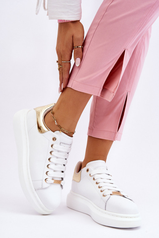 Femenino zapatillas GOE LL2N4011 Blanco-color dorado