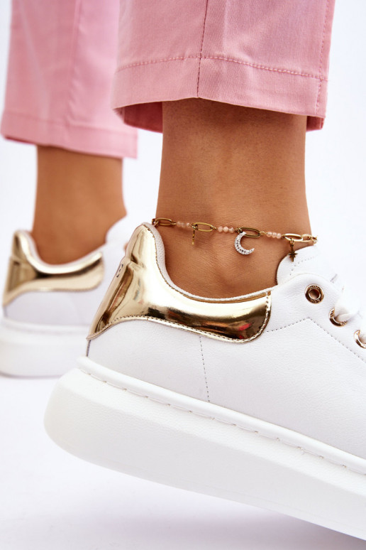 Femenino zapatillas GOE LL2N4011 Blanco-color dorado