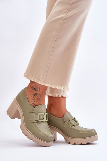 Zapatos elegantes con tacones y adornos color verde Lemar Harmell 2