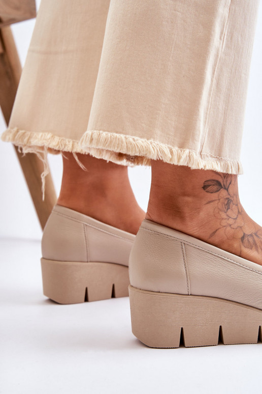 Piel Mocasines en una cuña beige Lemar Felicita