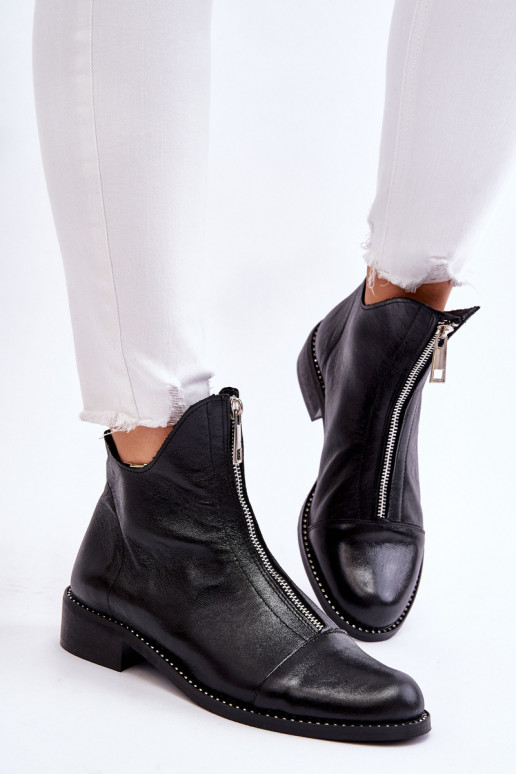 Piel Botas con cremalleras Nicole 2785/037 de color negro Piel Botas con cremalleras Nicole 2785/037 de color negro