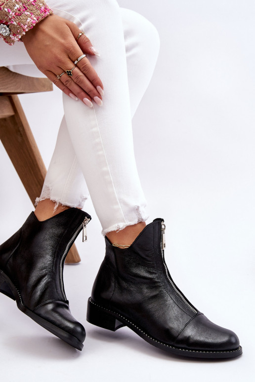 Piel Botas con cremalleras Nicole 2785/037 de color negro Piel Botas con cremalleras Nicole 2785/037 de color negro