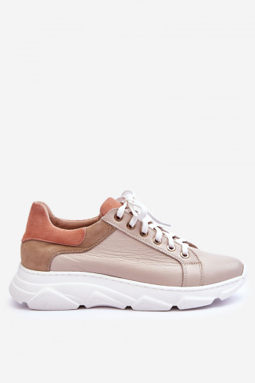 Conveniente Piel zapatillas con una plataforma beige Alisane 2