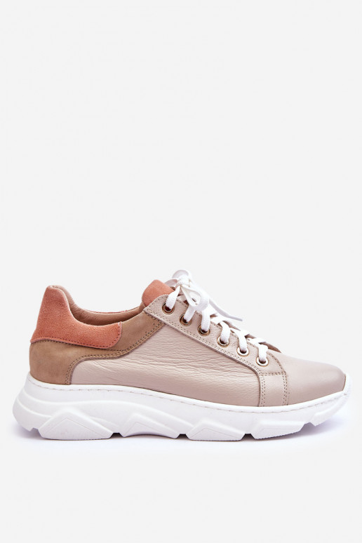 Conveniente Piel zapatillas con una plataforma beige Alisane Conveniente Piel zapatillas con una plataforma beige Alisane