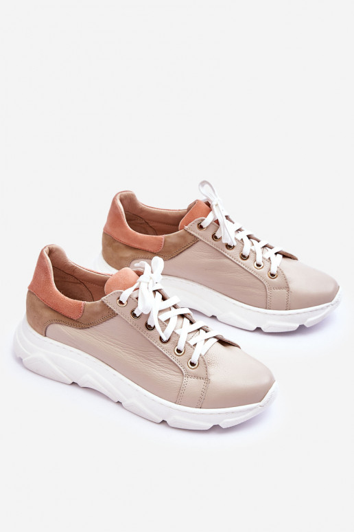 Conveniente Piel zapatillas con una plataforma beige Alisane Conveniente Piel zapatillas con una plataforma beige Alisane