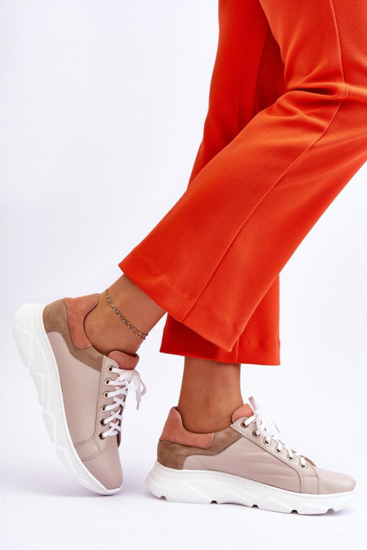 Conveniente Piel zapatillas con una plataforma beige Alisane Conveniente Piel zapatillas con una plataforma beige Alisane