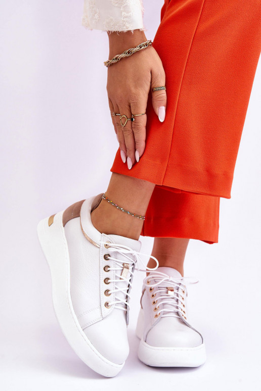 Femenino Piel zapatillas con una plataforma el color blanco Caressa Femenino Piel zapatillas con una plataforma el color blanco Caressa