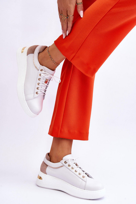 Femenino Piel zapatillas con una plataforma el color blanco Caressa Femenino Piel zapatillas con una plataforma el color blanco Caressa