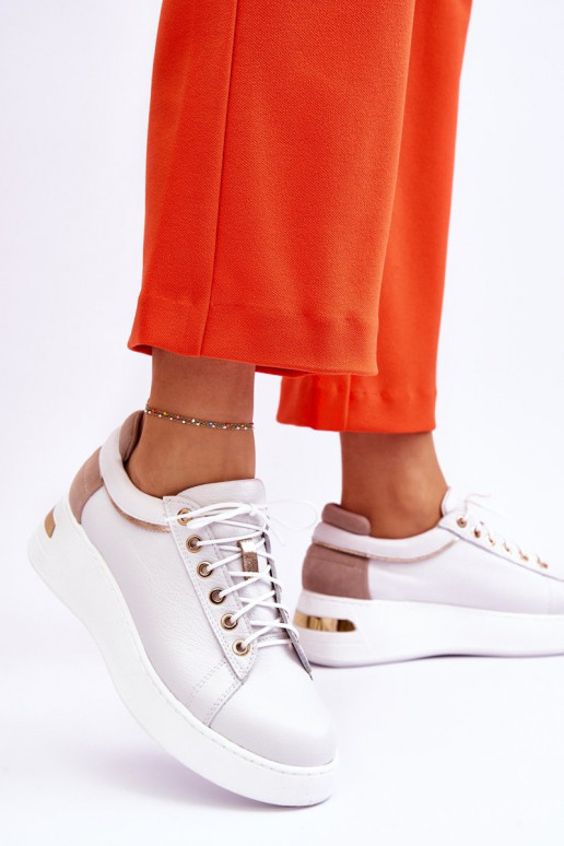 Femenino Piel zapatillas con una plataforma el color blanco Caressa Femenino Piel zapatillas con una plataforma el color blanco Caressa